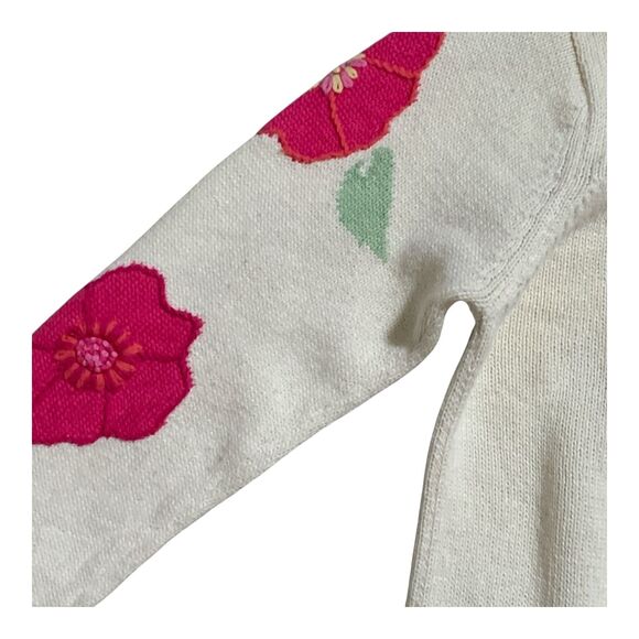 Vintage Eagle's Eye Cardigan Women's LG Pink Embroidered Flowers Knit Sweater - Picture 12 of 15